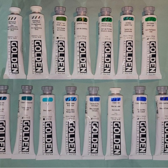 Lot of 15 🎨 GOLDEN ACRYLIC Heavy Body PAINT TUBES 2 oz No Duplicate Colors - Picture 1 of 5